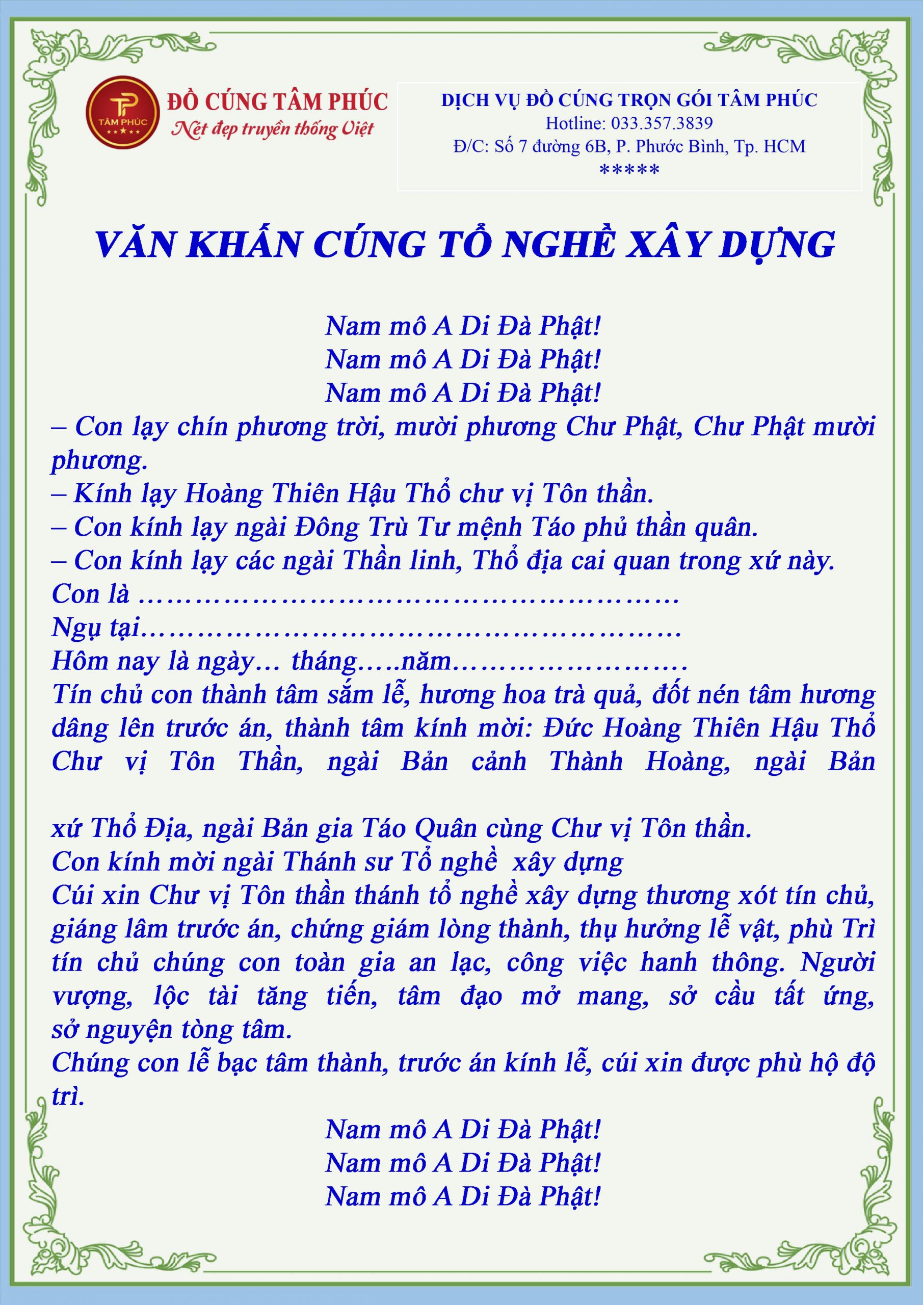 bài văn khấn giỗ tổ ngành nghề xây dựng