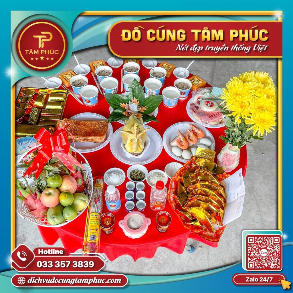 Mâm cúng khai trương đầy đủ