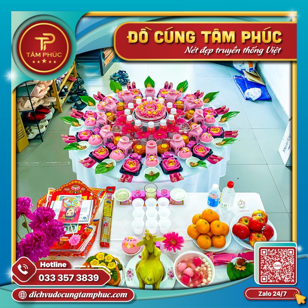 Lễ vật trên mâm cúng đầy tháng bé gái