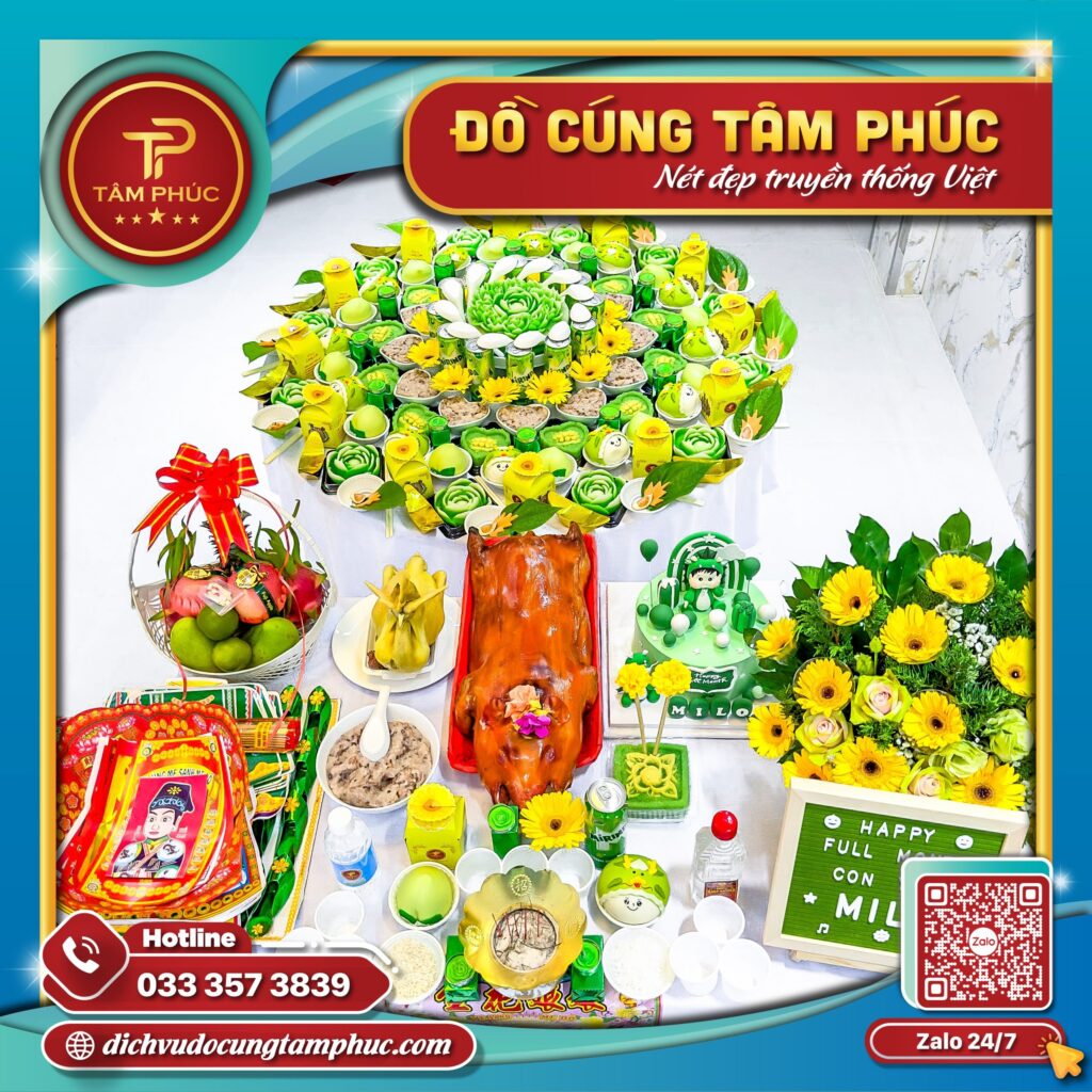 mâm cúng đầy tháng bé trai giá rẻ